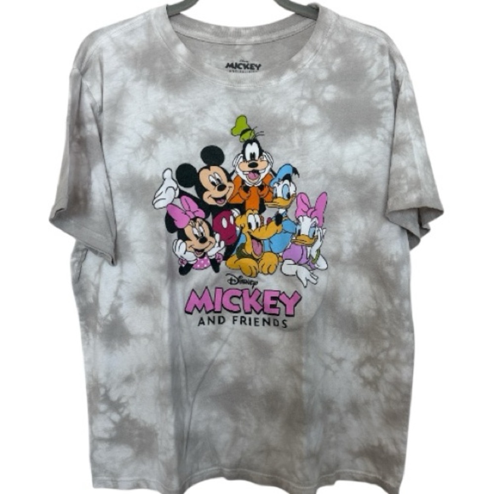 Disney Mickey and Friends Womens T-Shirt - Gray Tie-Dye